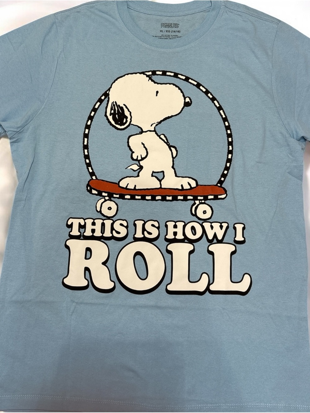 Peanuts Light Blue Snoopy Skateboard Graphic Tee